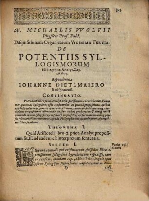 Disqvisitionum Organicarum Vicesima tertia, De Potentiis Syllogismorum