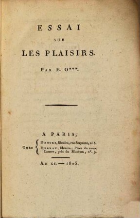 Essai sur les plaisirs