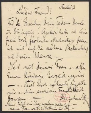 Brief an Franz Wüllner : o.D.