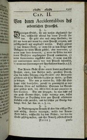 Cap. II. Von denen Accidentalibus des ordentlichen Processes.