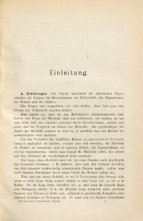 Kompendium der Experimental-Physik, 1. Schwere, Elasticität, Wärme