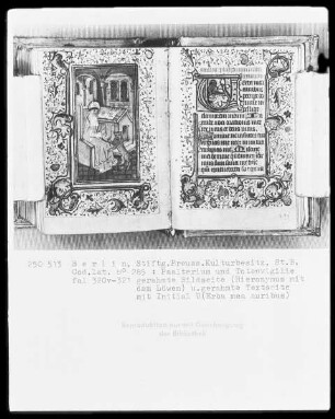 Psalterium und Totenvigilie mit Kalendar — Hieronymus mit dem Löwen, Folio 320verso