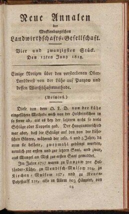 Vier und zwanzigstes Stück. Den 15ten Juny 1815.