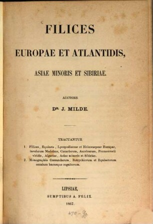 Filices Europae et Atlantidis, Asiae Minoris et Sibiriae