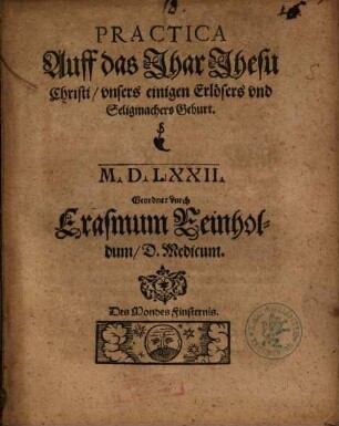 Practica Auff das Jhar Jhesu Christi ... M.D.LXXII.