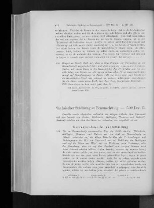 Sächsischer Städtetag zu Braunschweig. - 1509 Dec. 15.