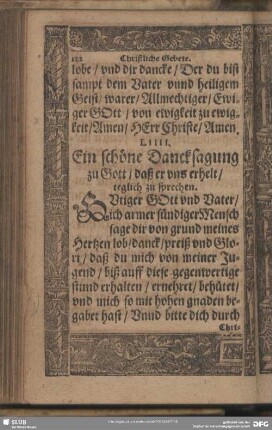 LIIII. Ein schöne Dancksagung zu Gott, daß er uns erhelt, teglich zu sprechen