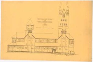 Sankt Antonius Basilika, Rheine: Nordansicht (Vorentwurf) 1:100