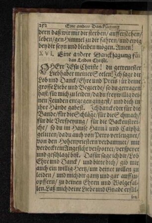XVI. Eine andere Dancksagung für das Leiden Christi.