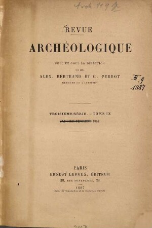 Revue archéologique. 9. 1887