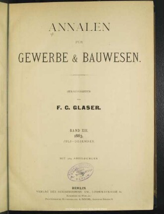 13.1883=145/156: Annalen für Gewerbe und Bauwesen
