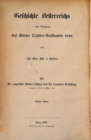 Geschichte Österreichs vom Ausgange des Wiener October-Aufstandes 1848. 4,1