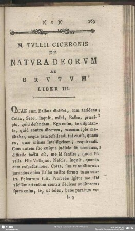 De Natura Deorum Ad Brutum Liber III
