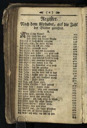 Register: Nach dem Alphabet, auf die Zahl der Blaetter gerichtet