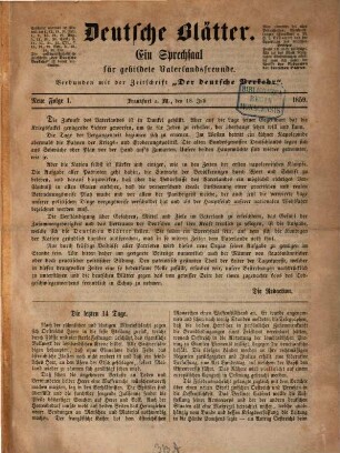 Deutsche Blätter : ein Sprechsaal für gebildete Vaterlandsfreunde. 1859, Juli - Dez.