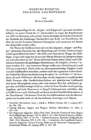 Hamburg während der Kipper- und Wipperzeit