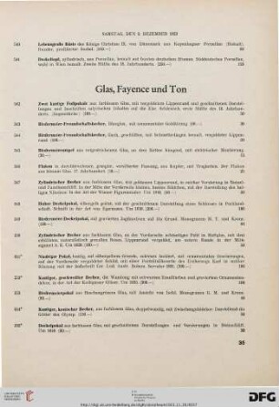 Glas, Fayence und Ton (Nr. 542-570)