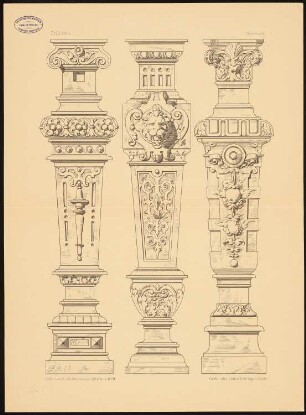 Stützen: Ansichten (aus: Architektonische Details. Eine Sammlung von Stützen, Gesimsen, Konsolen u. ä. Bildungen. H.2)