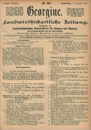 Siebzigster Jahrgang. No. 46. Insterburg, 13. November 1902.