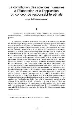 111-129, 6. La contribution des sciences humaines à l'élaboration et à l'application du concept de responsabilité pénale