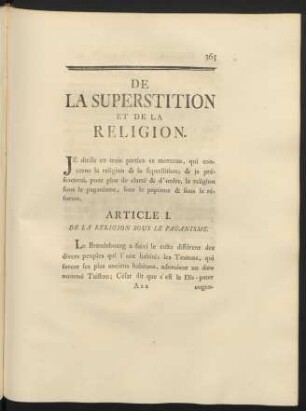 De La Superstition Et De La Religion.