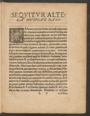 Sequitur Altera Musicae Pars.