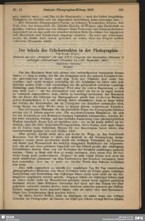 Der Schutz des Urheberrechtes in der Photographie
