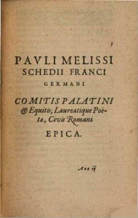 Melissi Schediasmata poetica, 2
