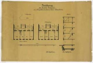 Bauliche Änderungen Mehrfamilienhaus Turmstraße 57, Berlin-Moabit: Grundriss 1. und 2. Obergeschoss, Schnitt 1:100