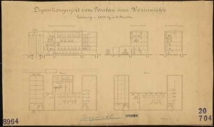 Technische Zeichnung : Dispositionsprojekt zum Neubau einer Weizenmühle. Leistung - 40000 kg in 24 Stunden