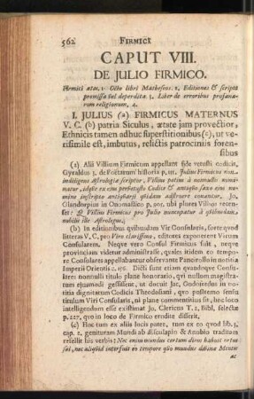 Caput VIII. De Julio Firmico