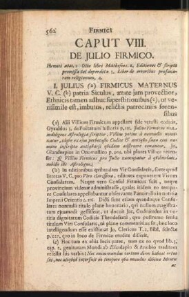 Caput VIII. De Julio Firmico