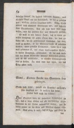 Mittel, Kindern Furcht vor Gewittern beyzubringen