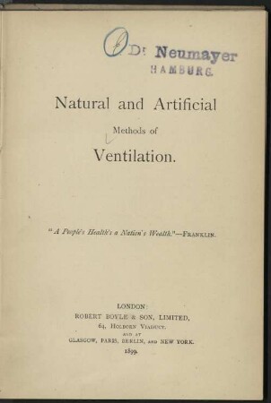 Natural and Artificial Methods of Ventilation