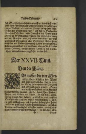 Der XXVII. Titul.