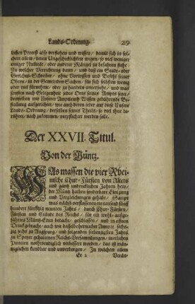 Der XXVII. Titul.