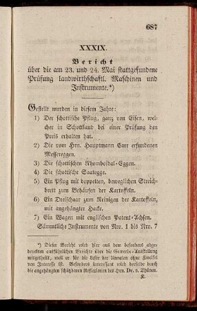 XXXIX. Bericht über die am 23. und 24. Mai stattgefundene Prüfung landwirthschaftl. Maschinen und Instrumente