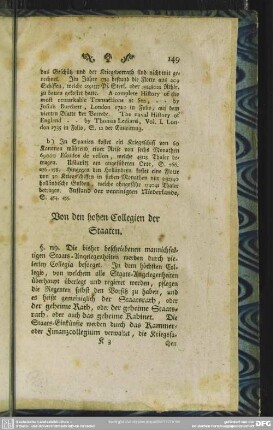 Von den hohen Collegien der Staaten