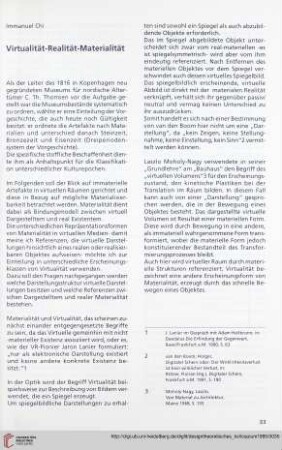 Virtualität - Realität - Materialität