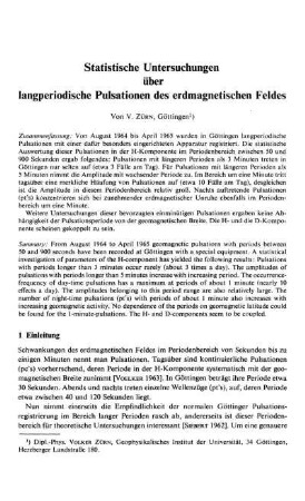 Statistische Untersuchungen über langperiodische Pulsationen des erdmagnetischen Feldes