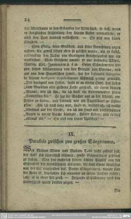 IX. Parallele zwischen zwo großen Sängerinnen
