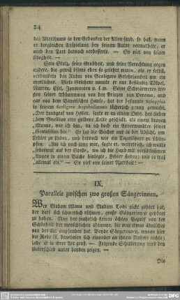 IX. Parallele zwischen zwo großen Sängerinnen
