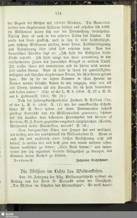 Die Mission im Lichte des Weltverkehrs