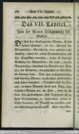 Das VII. Capitel. Von der Bienen Einsammlung des Wachses