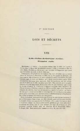 XVII. Lois civiles de Gortyne (Crète). Premier code