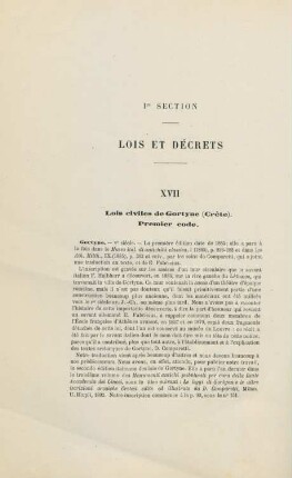 XVII. Lois civiles de Gortyne (Crète). Premier code