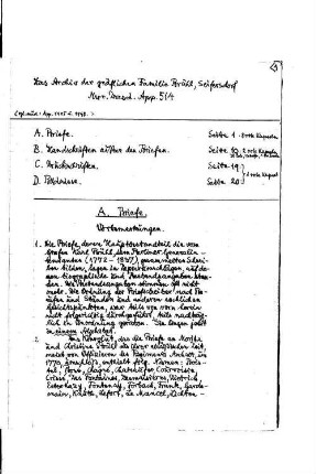 Das Archiv der gräflichen Familie Brühl, Seifersdorf - Mscr.Dresd.App.514 : [Spezialkatalog]