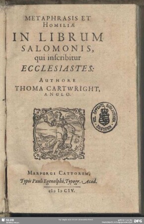 Metaphrasis Et Homiliae In Librum Salomonis, qui inscribitur Ecclesiastes