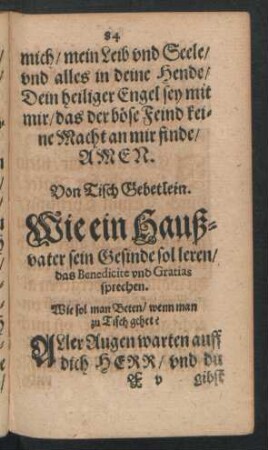 Von Tisch Gebetlein.