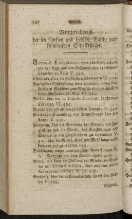 Verzeichniß der im fünften und sechsten Bande vorkommenden Schriftsteller.